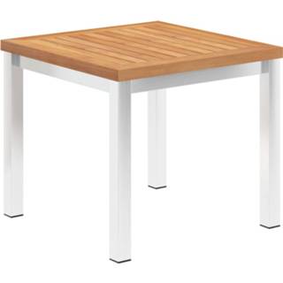 👉 Tuinbijzettafel 45x45x38 cm massief teakhout en roestvrij staal