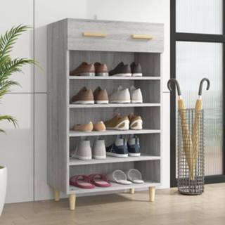 👉 Schoenenkast grijs hout 60x35x105 cm bewerkt sonoma eikenkleur 8720287086635
