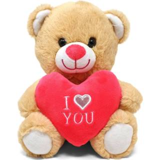 👉 Knuffelbeer bruine pluche volwassenen Licht knuffelbeer/teddybeer met I love you hartje 30 cm