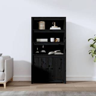 👉 Hoge kast zwart grenenhout 80x35x154 cm massief 8720845640484