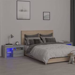 👉 Nachtkastje grijs Nachtkastjes 2 st met LED's 70x36,5x40 cm sonoma 8720845649241