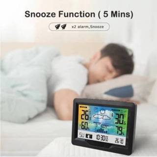 👉 Weerstation Wireless Weather Station Indoor Outdoor Color Screen Forecast with Sensor Digital Temperature and Humidity Gauge Alarm Clock Moon Phase Backlight Sooze Mode