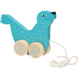 Trekdier houten kinderen trekdiertje zeehond 15 x 12 cm