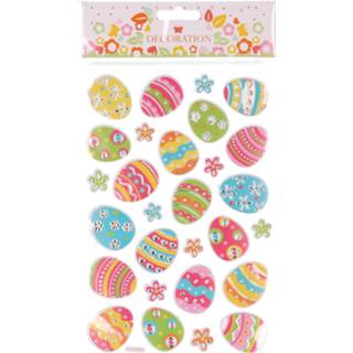 👉 Stickervel kinderen met vrolijk gekleurde paaseieren - 27 stickers Pasen thema