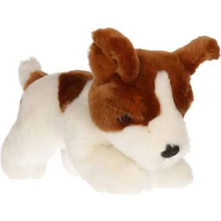 👉 Hondenknuffel bruine pluche kinderen creme/bruine Jack Russel puppy honden knuffel 25 cm