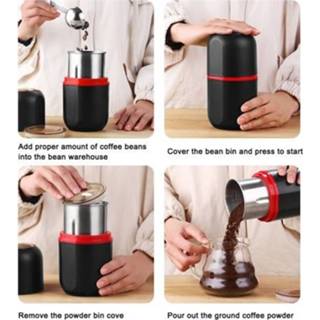 👉 Coffee grinder zwart steel small Portable Electric Household Mini Grain Spice Herb Stainless Inner Liner Black AU Plug