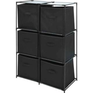 Opbergkast zwart met 6 opbergvakken - 68 x 35 102 cm