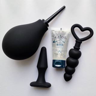 👉 Condoom Anoniem Anaal Beginner Set - Butt Plug, Beads, Douche En Glijmiddel