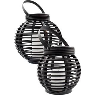 👉 Lantaarn small medium Set van twee stuks solar basket en rotanlook lamp op zonne energiesolar led + (set stuks) 8719699966932