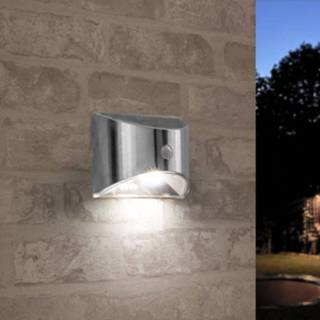 Wandlamp wit RVS Solar flint met bewegingsmelder op zonne energie koud witsolar led - 8719699963542