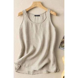 Sleeveless s cotton vrouwen wit Solid Round Neck Casual Tank Top