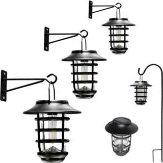 👉 Solarlamp zwarte 3 stuks sting - hanglamp, priklamp en tafellamp-in 1zwarte solar led lamp voordeelset 8719699967434