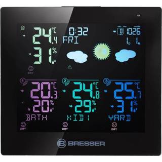 👉 Hygrometer zwart BRESSER Quadro Neo C thermo- en met 3 buitensensors weersvoorspelling (zwart) 4007922070889