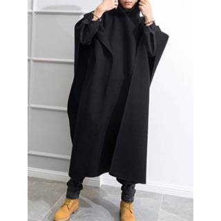 👉 Poncho s polyester male zwart Mens Gothic Baggy Hooded Long Cloak Overcoat