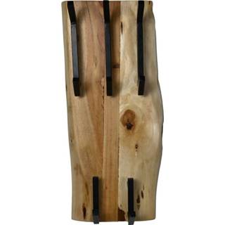 👉 Kapstok acaciahout metaal zwart Live Edge 8 Haken 25 x 60cm 8720246329148