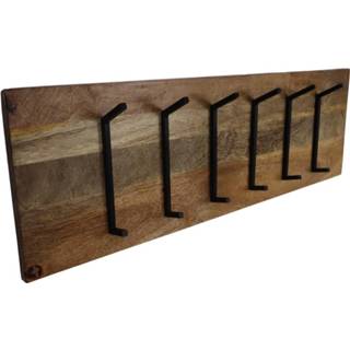 👉 Kapstok zwart metaal l mannen & Mangohout 12 Haken 90cm 8720246326727