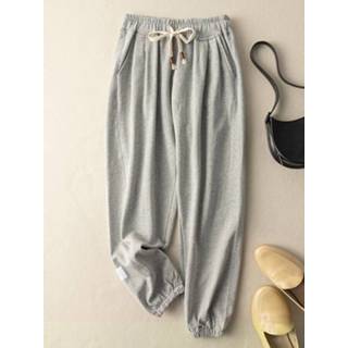 👉 Sweatpant s polyester vrouwen zwart Elastic Waist Drawstring Pocket Casual Women Sweatpants