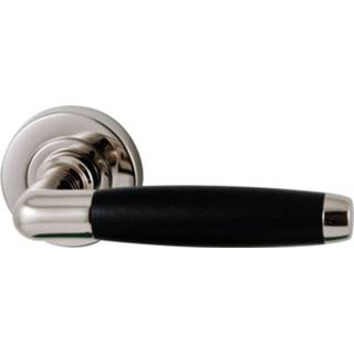 👉 Deurkruk nikkel messing Hardbrass Ton op rozet - nikkel/ebbenhout 8717727131758