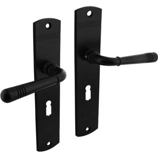 👉 Deurkruk zwart zamak Intersteel Emily op langschild sleutelgat 56mm mat 8714186568149