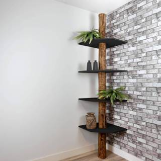 👉 Plank zwarte active Boomstamhoekkast Tarik– planken - Oak boomstam – 250cm 7442954940958
