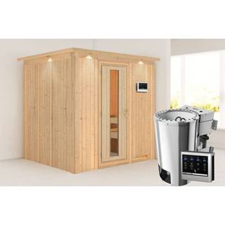 👉 Karibu | Sauna Daria met Dakkraag Energiesparend Biokachel 3,6 kW Externe Bediening 4010090859323