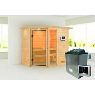 👉 Kachel Woodfeeling | Sauna Jada met Dakkraag 9 kW Externe Bediening 4010090068060