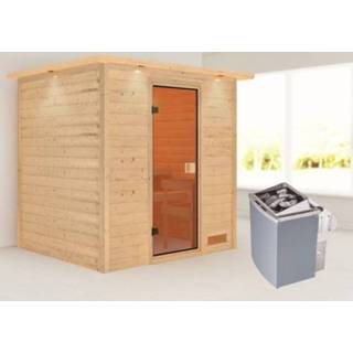 👉 Kachel Woodfeeling | Sauna Adelina met Dakkraag 4,5 kW Geïntegreerde Bediening 4010090172378