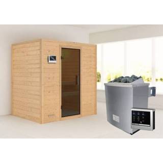 👉 Kachel Woodfeeling | Sauna Sonja met Dakkraag Antracietglas 4,5 kW Externe Bediening 4010090169668