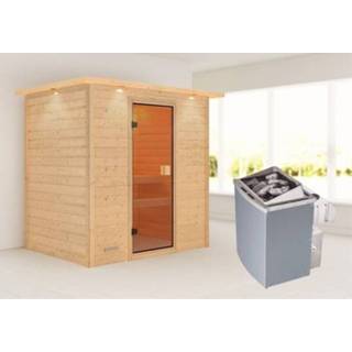 👉 Kachel Woodfeeling | Sauna Sonja met Dakkraag Bronzeglas 4,5 kW Geïntegreerde Bediening 4010090169538