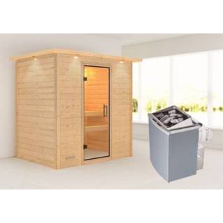 👉 Kachel Woodfeeling | Sauna Sonja met Dakkraag Helderglas 4,5 kW Geïntegreerde Bediening 4010090169712