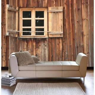 👉 Foto behang houten vliesbehang exclusief lijm bruin Vlies fotobehang venster