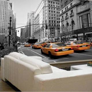 👉 Foto behang vliesbehang exclusief lijm mannen zwart-wit Vlies fotobehang Taxi in Manhattan