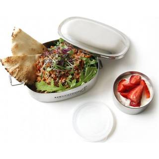 👉 Lunchbox RVS morgen in huis Eco - Broodtrommel + Lekvrij doosje