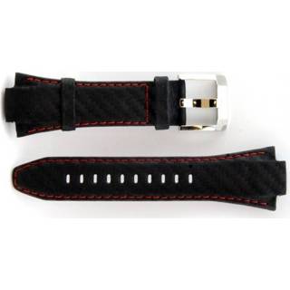 👉 Horlogeband rood zwart leder Seiko met stiksel 7T62-0ED0 / SNA633P1 8719217050402
