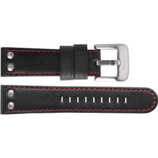 👉 Horlogeband zwart rood leder stiksel pushpinbevestiging TW Steel TWB410 22mm + 8719217066571