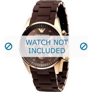 👉 Horlogeband bruin rubber geen stiksel pushpinbevestiging Armani AR5891 24mm 8719217034242