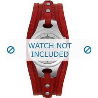👉 Horlogeband rood leder geen stiksel speciale pinbevestiging onbekend Fossil ES9739 8719217017443