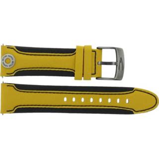 👉 Horlogeband geel zwart leder active pushpinbevestiging Camel 22mm + stiksel