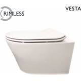 👉 Zitting wit Aqua Splash Hangtoilet Vesta Rimless Diepspoel (incl Flatline Zitting)