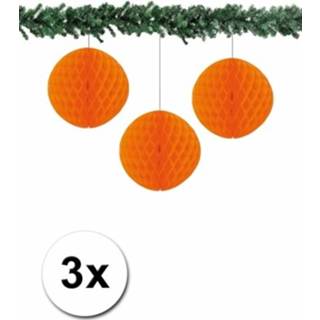 👉 Kerstbal papieren small oranje 3 kerstballen 10 cm