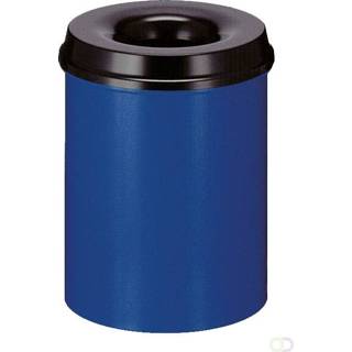 👉 Afvalbak blauw zwart Vlamdovend 15 liter, Blauw/Zwart 8713631001255
