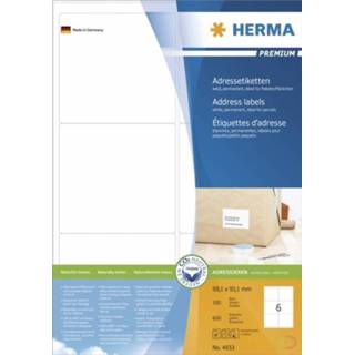 👉 Adresetiket wit papier Adresetiketten Herma 4653 Premium A4 99,1x93,1 mm mat 600 st. 4008705046534