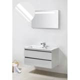 👉 Badmeubelset wit Wiesbaden Trendline 100cm hoogglans met mineraalmarmer wastafelblad zonder spiegel