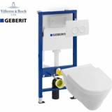 👉 Vlak spoel Villeroy & Boch O.novo vlakspoel toiletset met Geberit UP100 en Delta21 bedieningspaneel