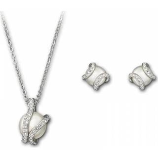Swarovski Nude Collier Oorstekers rhodium plated zilver set Hals ketting rhodium plated zilver Swarovski Nude set Collier/Oorstekers