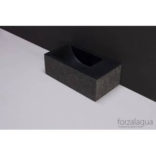 👉 Fontein XS 29 1 Forzalaqua Venetia Rechthoek Basalt Gebrand 29x16x10 cm kraangat Rechts