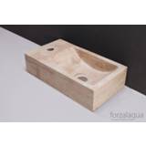 👉 Fontein Forzalaqua Venetia Rechthoek Travertin Gezoet 40x22x10 cm 1 kraangat Links