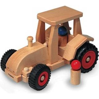 👉 Houten tractor Fagus met kap bestuurbaar en 2 poppetjes
