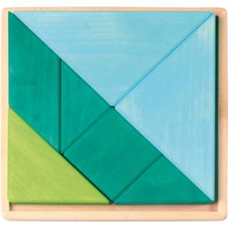 👉 Blauw groen houten active Grimm's tangram - 23 cm 4048565436960 4048565433136