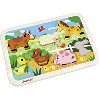 Janod houten chunky puzzel boerderij 180262 Puzzel houten Janod chunky boerderij (7st) 3700217370558